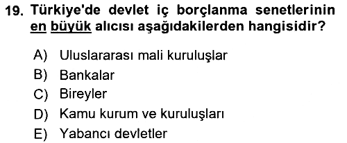 Kamu Maliyesi 2023-2024 Yaz Okulu Sınavı - 19. soru