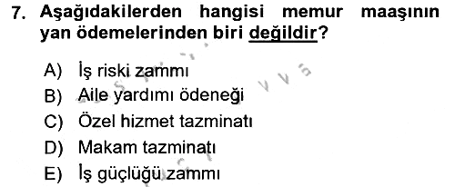 Kamu Personel Hukuku 2016-2017 3 Ders Sınavı - 7. soru