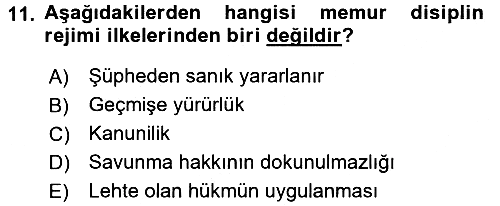 Kamu Personel Hukuku 2016-2017 3 Ders Sınavı - 11. soru