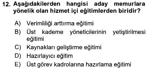 Kamu Personel Hukuku 2016-2017 3 Ders Sınavı - 12. soru
