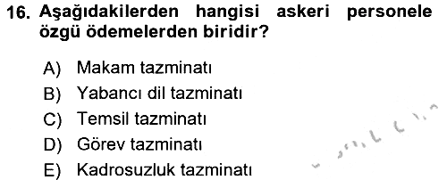 Kamu Personel Hukuku 2016-2017 3 Ders Sınavı - 16. soru
