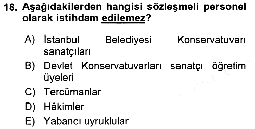 Kamu Personel Hukuku 2017-2018 3 Ders Sınavı - 18. soru