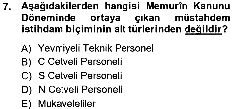 Kamu Personel Hukuku 2012-2013 Ara Sınav - 7. soru