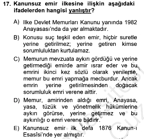 Kamu Personel Hukuku 2012-2013 Ara Sınav - 17. soru