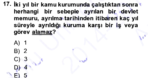 Kamu Personel Hukuku 2014-2015 Ara Sınav - 17. soru