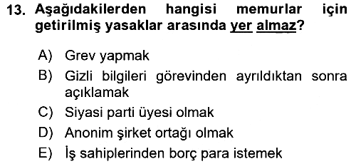 Kamu Personel Hukuku 2015-2016 Ara Sınav - 13. soru