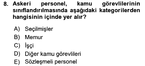 Kamu Personel Hukuku 2016-2017 Ara Sınav - 8. soru