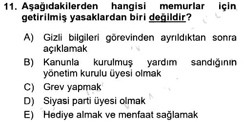 Kamu Personel Hukuku 2016-2017 Ara Sınav - 11. soru