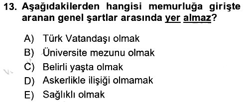 Kamu Personel Hukuku 2017-2018 Ara Sınav - 13. soru