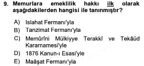 Kamu Personel Hukuku 2018-2019 Ara Sınav - 9. soru