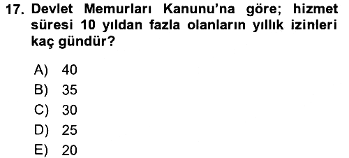 Kamu Personel Hukuku 2018-2019 Ara Sınav - 17. soru