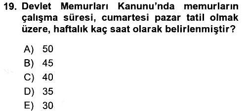 Kamu Personel Hukuku 2018-2019 Ara Sınav - 19. soru