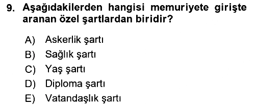 Kamu Personel Hukuku 2023-2024 Ara Sınav - 9. soru