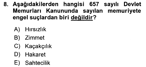 Kamu Personel Hukuku 2025-2026 Ara Sınav - 8. soru