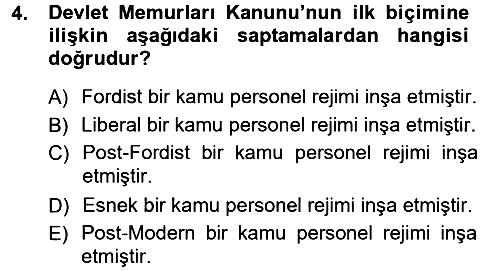 Kamu Personel Hukuku 2012-2013 Dönem Sonu Sınavı - 4. soru