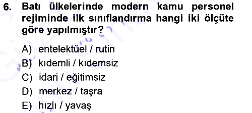 Kamu Personel Hukuku 2012-2013 Dönem Sonu Sınavı - 6. soru