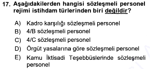 Kamu Personel Hukuku 2015-2016 Dönem Sonu Sınavı - 17. soru