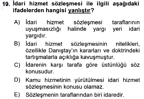 Kamu Personel Hukuku 2015-2016 Dönem Sonu Sınavı - 19. soru