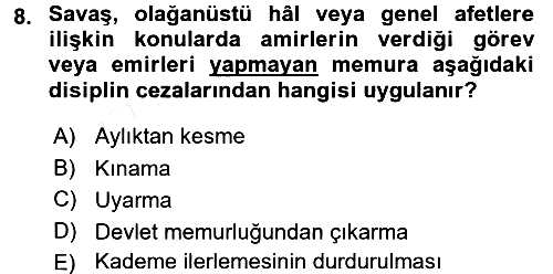 Kamu Personel Hukuku 2016-2017 Dönem Sonu Sınavı - 8. soru