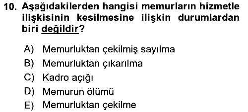 Kamu Personel Hukuku 2016-2017 Dönem Sonu Sınavı - 10. soru