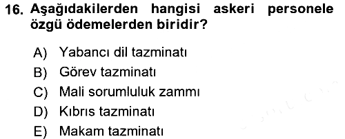 Kamu Personel Hukuku 2016-2017 Dönem Sonu Sınavı - 16. soru