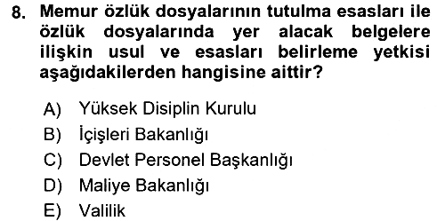 Kamu Personel Hukuku 2017-2018 Dönem Sonu Sınavı - 8. soru