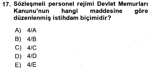 Kamu Personel Hukuku 2017-2018 Dönem Sonu Sınavı - 17. soru