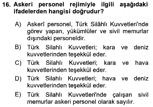 Kamu Personel Hukuku 2018-2019 Dönem Sonu Sınavı - 16. soru