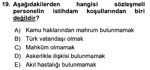 Kamu Personel Hukuku 2019-2020 Dönem Sonu Sınavı - 19. soru