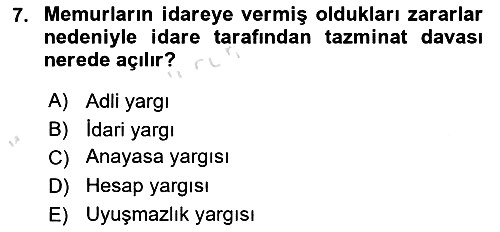Kamu Personel Hukuku 2021-2022 Dönem Sonu Sınavı - 7. soru