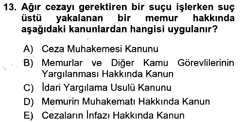 Kamu Personel Hukuku 2022-2023 Dönem Sonu Sınavı - 13. soru