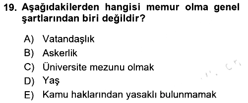 Kamu Personel Hukuku 2024-2025 Dönem Sonu Sınavı - 19. soru