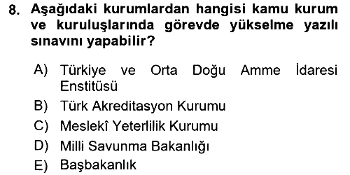 Kamu Personel Hukuku 2015-2016 Tek Ders Sınavı - 8. soru
