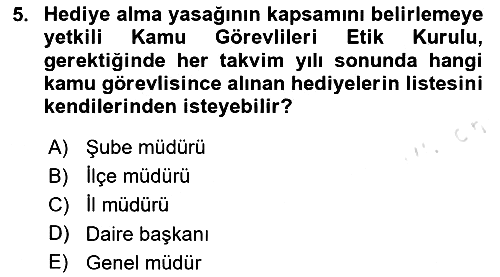 Kamu Personel Hukuku 2020-2021 Yaz Okulu Sınavı - 5. soru