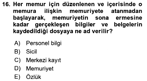 Kamu Personel Hukuku 2024-2025 Yaz Okulu Sınavı - 16. soru