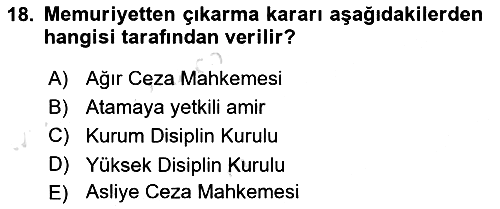 Kamu Personel Hukuku 2024-2025 Yaz Okulu Sınavı - 18. soru