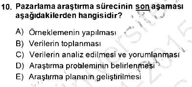 Pazarlama Yönetimi 2014-2015 Ara Sınav - 10. soru