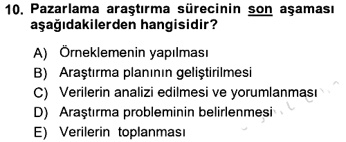 Pazarlama Yönetimi 2017-2018 Ara Sınav - 10. soru