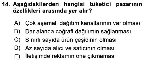 Pazarlama Yönetimi 2018-2019 Ara Sınav - 14. soru
