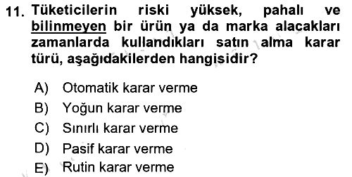 Pazarlama Yönetimi 2019-2020 Ara Sınav - 11. soru