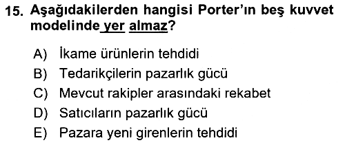 Pazarlama Yönetimi 2024-2025 Ara Sınav - 15. soru