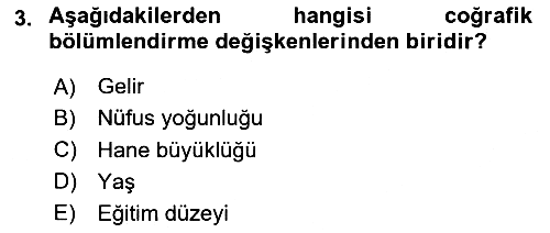 Pazarlama Yönetimi 2025-2026 Ara Sınav - 3. soru