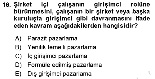 Pazarlama Yönetimi 2025-2026 Ara Sınav - 16. soru