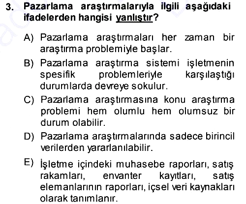 Pazarlama Yönetimi 2013-2014 Dönem Sonu Sınavı - 3. soru