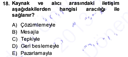 Pazarlama Yönetimi 2013-2014 Dönem Sonu Sınavı - 18. soru