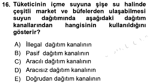 Pazarlama Yönetimi 2019-2020 Dönem Sonu Sınavı - 16. soru