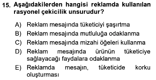 Pazarlama Yönetimi 2021-2022 Dönem Sonu Sınavı - 15. soru