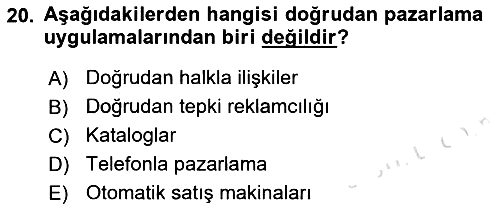Pazarlama Yönetimi 2021-2022 Dönem Sonu Sınavı - 20. soru