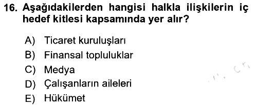 Pazarlama Yönetimi 2024-2025 Dönem Sonu Sınavı - 16. soru