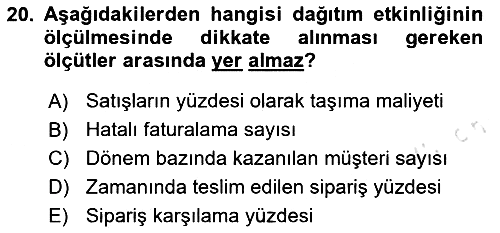 Pazarlama Yönetimi 2025-2026 Dönem Sonu Sınavı - 20. soru